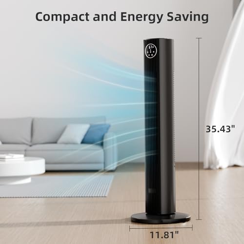 Image of Antarctic Star Tower Fan Portable Floor Fans 85Oscillating Fan Quiet Cooling 12H Timer Remote Control Standing Bladeless Electric 3 Wind Speeds 4 Modes Bedroom Office,36 inch, Grey