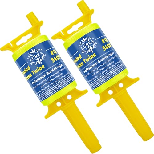 LURKA Mason Line String,#18 540 Feet 8 Braided Construction Nylon Line with Spool Fluorescent Orange String Line for Precision Work, DIY, and Gardening Projects (2 PCS Yellow Fluorescent)