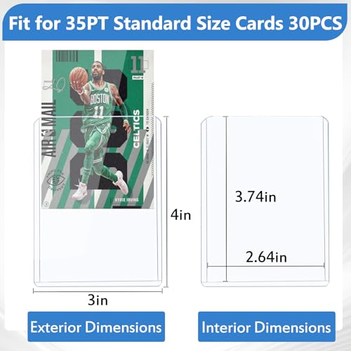 Image of TecoKart Compatible with Trading Card Sleeves | Replacement for 30pcs 3 inchx4 inch PVC Clear Top Loaders, Premium Protection Anti-Scratch for MTG, Baseball, K-pop & Social Security Cards