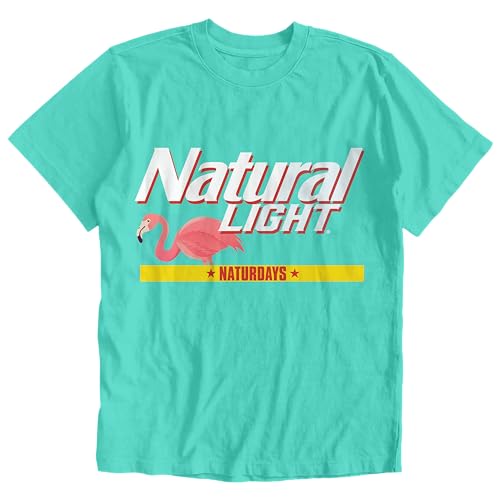 Natty Light Flamingo Naturdays Men\'s and Women\'s Short Sleeve T-Shirt (Cool Mint Blue, Medium)