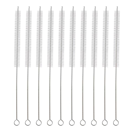 Image of Straw Cleaner Brush Kit 10 pcs, 8 inche Extra Long Sizes of Straw Brushes for 40 /30 /20 /14 oz Stanley Mug, Water Bottle, Sippy Cups, Pipes, Stainless Steel Drinking Straws, Tubes