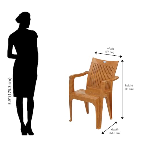 Image of Nilkamal CHR2209 Plastic Mid Back Chair |Set of 4|Stackable Chair|for Home, Dining Room, Bedroom, Kitchen, Living Room, Office, Outdoor, Garden |Pear Wood