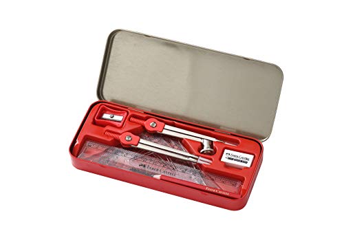 Image of Faber-Castell Geometry Box for Students | Compass Box with Scale, Protractor, Divider, Sharpner, Eraser, Set Scales | School Essentials for Kids & Teens