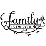 Cevior Family Signs Metal Wall Decor, Family Is Everything Word Sign with Butterfly Tree Wall Art Plaque Letters for Living Room, Bedroom, Housewarming Gift, 15”x10”