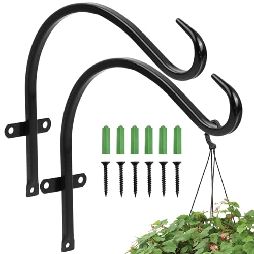2 supporti per piante sospesi, ganci da parete in ferro, con 6 viti, ganci per piante per interni ed esterni, ganci per campanelli eolici, mangiatoia per uccelli, fioriere, lanterne