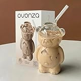 Honey Bear Straw Cup, Teddy Bear Glass Cup With Straw 12oz, Cute Mugs, Coffee Beer Wine Cocktail Drinks Glassware, baby shower gifts, baby shower party favors, cute cup