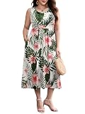 LARACE Womens Plus Size Sleeveless Maxi Dresses with Pockets(Hawaii59 6X)