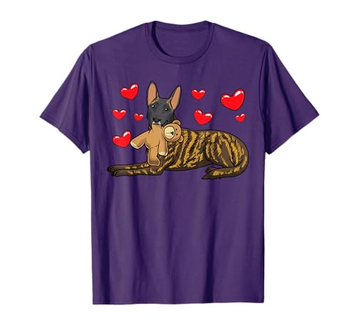 Hollandse Herdershond Dog with Cuddly Toy and Many Hearts T-Shirt