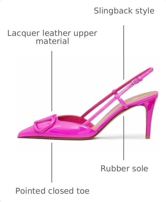 Image of BlingQueen Women Heeled Slingback Sandals Closed Pointed Toe Stiletto High Heels Patent Leather Pumps Slip-On Backless Evening Prom Party Dress Shoes