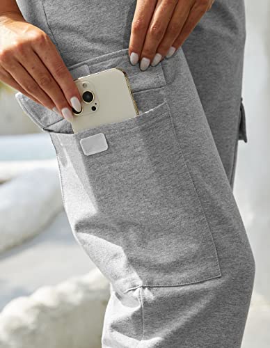 Puli Women's Cargo Joggers Sweatpants Lightweight Soft Stretch Jogger Work Pants Pockets Heather Grey X-Large #TOP2
