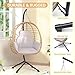 Hanging Egg Chair with Adjustable Stand,Wicker Rattan Hammock Swing Egg Chair with Cushion Headrest for Patio,Bedroom,Balcony Furniture,350LBS Capacity(Beige)