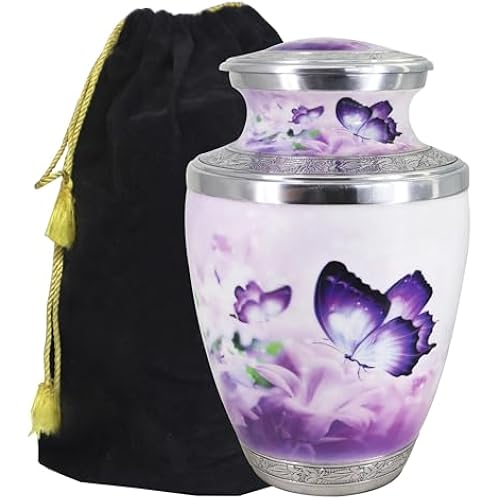 M MEILINXU Purple Butterfly Urn, Cremation Urn for Human Ashes Adult Female