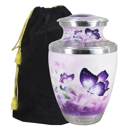 M MEILINXU Purple Butterfly Urn for Ashes Cremation Urns for Women Large