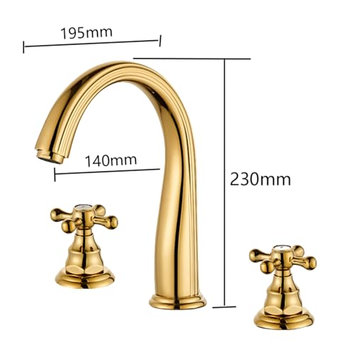 Robinet de salle de bain or mitigeur 3 trous pour rénover un lavabo rétro