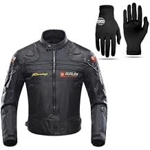 BORLENI Motorcycle Jacket Black L and Glove Liners