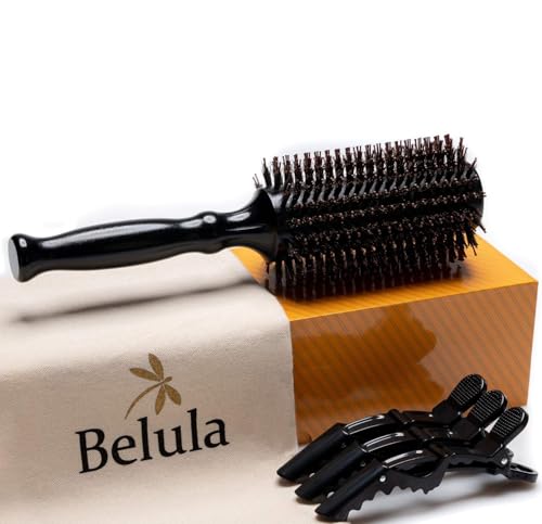 Belula Ensemble de brosse ronde brushing en poils de sanglier pour le séchage. (Tube large 7 cm)