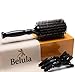 Boar Bristle Round Brush for Blow Drying Set. Round Hair Brush With Large 2.7" Wooden Barrel. Hairbrush Ideal to Add Volume and Body. Free 3 x Hair Clips and Travel Bag.