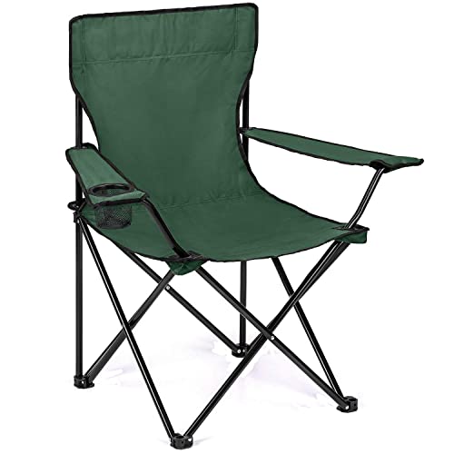 Sillas plegables de camping con reposabrazos y portavasos, ligera, para patio, jardín, playa, asiento portátil y cómodo para camping, pesca, fiestas, viajes, picnic, barbacoa, con bolsa de transporte