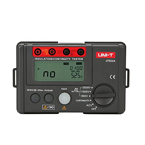 Image of UNI-T Digital Megohmmeter UT502A Insulation Resistance Tester Multimeter, Electrician Megohm Meter, 500V /1000V /2500V Test Voltage, 0.01~200Ω Low Resistance Testing, 2000 Counts Auto Ranging DAR