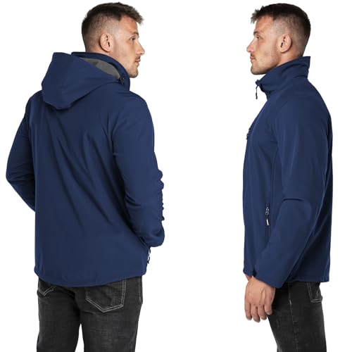 Outdoor Ventures Men's Lightweight Softshell Jacket Fleece Lined Hooded Water Resistant Winter Hiking Windbreaker Jackets2