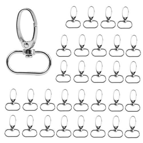 {Mosqueton Giratorio 25 Mm Mosqueton 30 Piezas Llavero Giratorio, Mosqueton Llavero, Metal Mosquetones de 25 mm de 360 Grados, Gancho de Llavero Giratorio con...