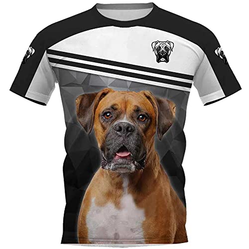 JKFDH Tshirt Homme Humour, T-Shirts Graphiques pour Hommes Boxer Créatif Imprimé Chien Noir Gris Décontracté Respirant Col Rond Hauts À Manches Courtes pour Femme Homme Sports De Plein Air Intérieur Cover