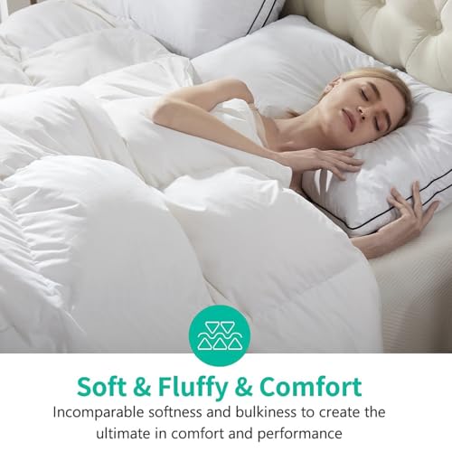 APSMILE Super King Luxury 100% Organic Cotton All Season Down Feather Fibers Comforter, High Fill Power Medium Warmth Duvet Insert (120x120, Ivory White) by APSMILE - Image 3