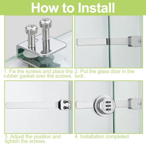 UFURMATE Glass Sliding Door Lock, 1 Piece Zinc Alloy Security Glass Case Lock, Password Lock Design, No Drill Sliding Glass Door Ratchet Lock Drawer Display Case Locks for 4-8mm Thick Glass Door by UFURMATE - Image 6