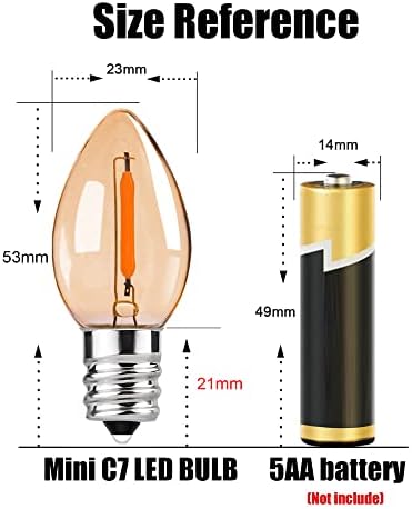 0.5W E14 C7 LED Filament Candelabra Bulbs (Amber Glow),Vintage Night Light Bulb,Ultra Warm White 2200K,5 Watt Equivalent Non Dimmable, Pack of 5