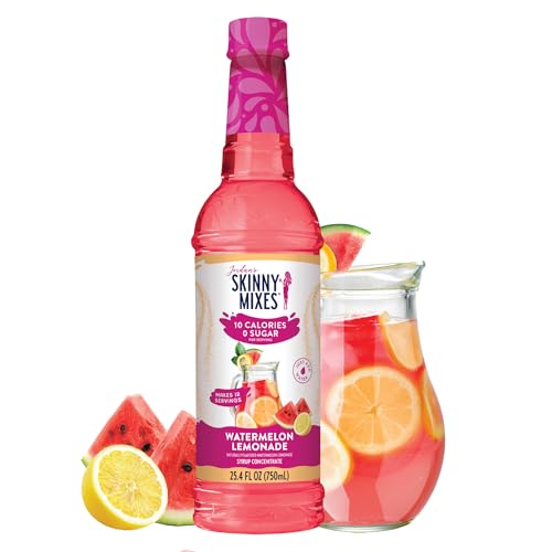 Jordan's Skinny Mixes Sugar Free Syrup, Watermelon Lemonade, Fruit Flavored Water Enhancer, Drink Mix Iced Tea, Lemonade, Drinks, Low Calorie Water Flavoring, Dairy & Gluten Free, Kosher, 25.4 Fl Oz