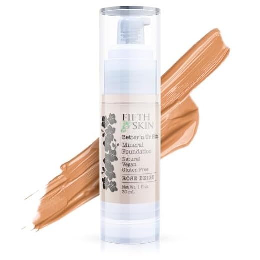 Fifth & Skin (ROSE BEIGE) Better’n Ur Skin Liquid Foundation – Natural – Organic - Gluten Free - Vegan - Cruelty Free - Palm Free - Natural Sun Protection – Healthy, Buildable Coverage - 1 oz.