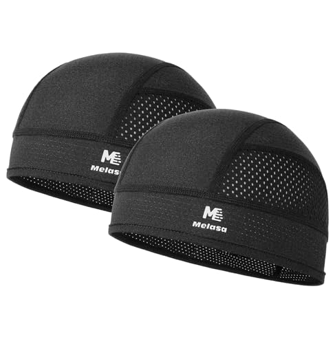 MELASA 2 Pcs Cooling Skull Caps Helmet Liner Lightweight Mesh Under Helmet Cycling Moto Hard Hat Sweat Liner for Men Women