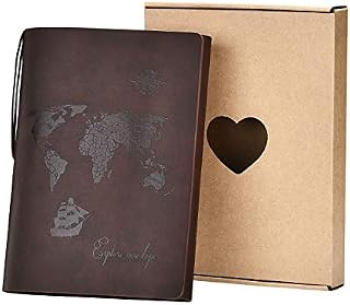 SEEALLDE A5 Leather Notebook Travel Journal Notebook Vintage Diary Refillable 100 Sheets/200 Pages 80GSM Acid-Free Paper Best Gift Idea