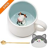 ✿ 【ZARTES DESIGN】 Ergonomisches Design mit praktischem C-Griff, rutschfestem Cup-Boden und glattem Rand. Liebevoller Panda. Diese größere 13,5 Unzen weiße Keramik-Kaffeetasse macht mit ihrer Größe auch eine großartige Tee- oder Kaffeetasse und liegt angenehm in der Hand, nicht zu schwer, genau richtig. Unsere 3D-Kaffeetasse passt gut in Ihren Rucksack, Koffer und nimmt keinen Platz ein, ideal für Zuhause, Büro, Klassenzimmer, Reisen und so weiter.