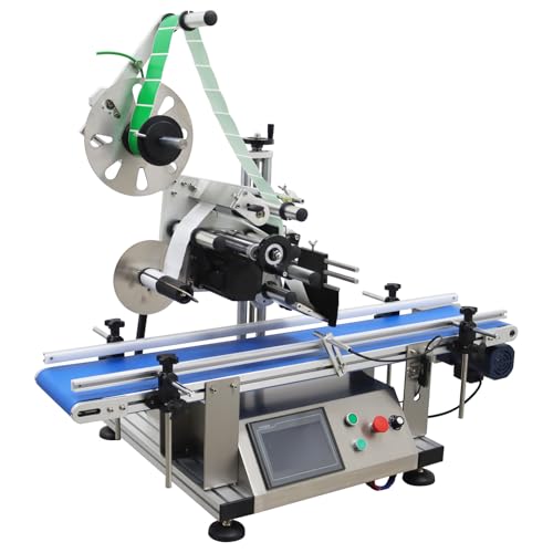 EQCOTWEA Fully Automatic Labeling Machine Label Applicator Flat Surface with Conveyor Belt Touch Screen 800W 110V/60HZ 25-50PCS/min LT-160 Series