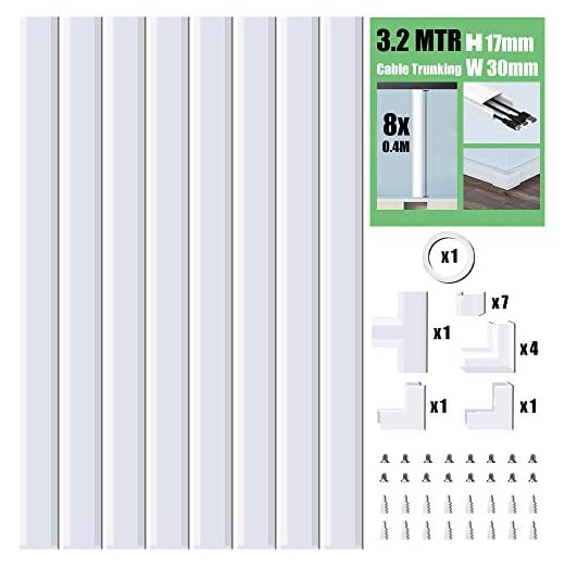 MUDEELA Kit de canaleta de Cables, Corrector de 3,2 Metros, canaleta de Cables organizadora, Kit de gestión de Cables para Oficina en casa, 8 Unidades de Largo 400 mm, Ancho 30 mm x Alto 17 mm, Color