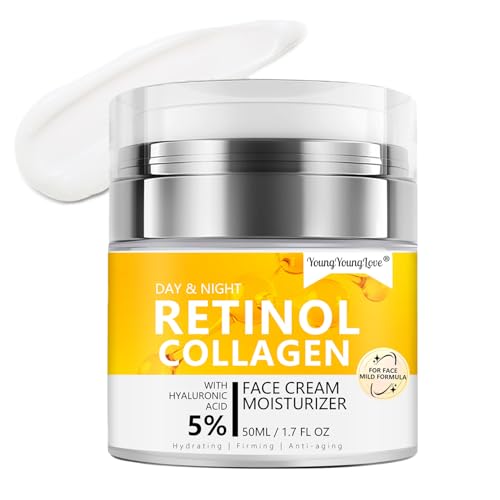 Retinol Cream for Face - Face Moisturizer with Collagen Hyaluronic Acid Niacinamide for Women & Men, Firming Hydrating Anti-Aging for Face & Neck, Reduces Fine Lines Wrinkles Dryness, 1.7 oz