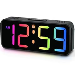 Peakeep Small Tiny Digital Alarm Clock Plug in for Kids Bedroom Bedside Nightstand, RGB Colorful