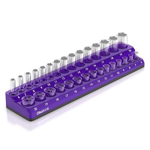 Olsa Tools Magnetic Socket Holder | 3/8-inch Drive | Metric | Purple | Holds 30 Sockets | Professional Quality Organizer |