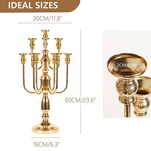 Gold Candle Holder Candelabra Centerpieces For Tables - 23.6" Tall Metal 10 Arms Candle Stand For Taper Candles Wedding Centerpiece Dinner Table, Candelabros De Mesa Elegantes #TOP5
