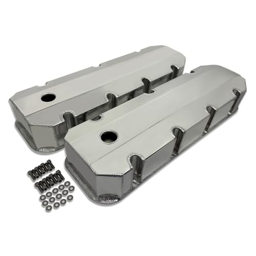 Aflle Racing Polished Aluminum Tall Valve Covers w/Hole Fit Chevy BBC 396 454 502 1965-1995