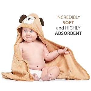 MINIBOO Premium Hooded Towel with Unique Dog Design - Extra Soft and Absorbent Rayon from Bamboo Towels for Newborn, Infant, and Toddler - Perfect as Baby Gifts MINIBOO Premium Hooded Towel with Unique Dog Design Extra Soft and Absorbent Rayon from Bamboo Towels for Newborn Infant and Toddler Perfect as Baby Gifts