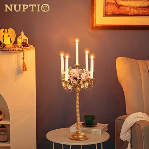 Bougeoirs De Sol Nuptio - Set De 2, 53cm, Blanc, Vintage, 5 Branches, Mariage, Décoration Fête