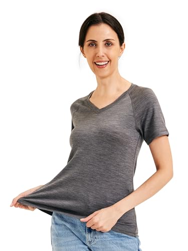 METARINO 100% Merino Wool T-Shirt Women V Neck Short Sleeve Base Layer Tee Shirt for Travel,Hiking,Sports2