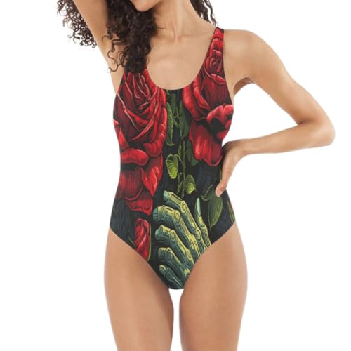 Maillot de bain 1 pièce squelette vert anti-décoloration pour l'été