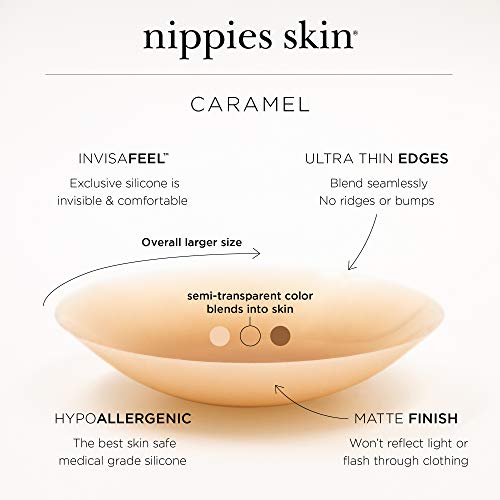 Nippies Skin Ultimate Adhesive Nipplecovers Pasties & Travel Case - Caramel (Large) 2-Pack #TOP2