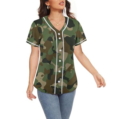 Lalkllo Camisa masculina de beisebol lisa lisa casual abotoada manga curta uniforme esportivo P-2GG,