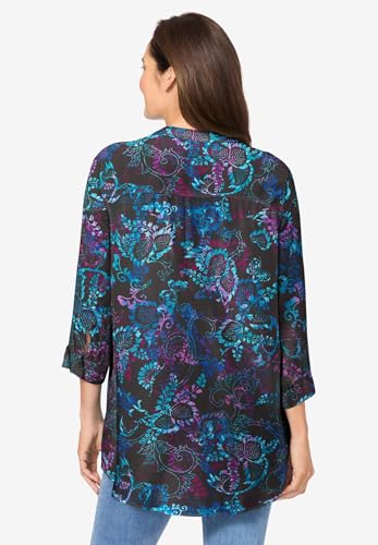 Woman Within Plus Size Rayon 7-Day Three-Quarter Sleeve Tab-Front Tunic2