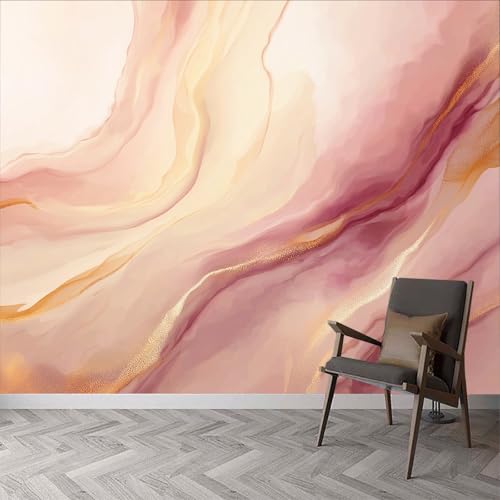 Papier peint intissé rose marbre pour masquer défauts mur