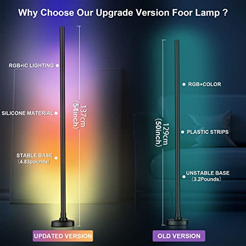 Ysj Rgb Led Floor Lamp, Corner Led Lamp,Corner Lamp,Color Changing Corner Floor Lamp With Remote And App Control, Diy Mode & Timing, Modern 55''Minimalist Lit Lamp For Bedroom Living Room #TOP1